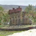 Re-erected moais on Anakena Beach