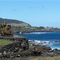The coastline behind the moais