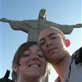 Agnes and ola in front of cristo