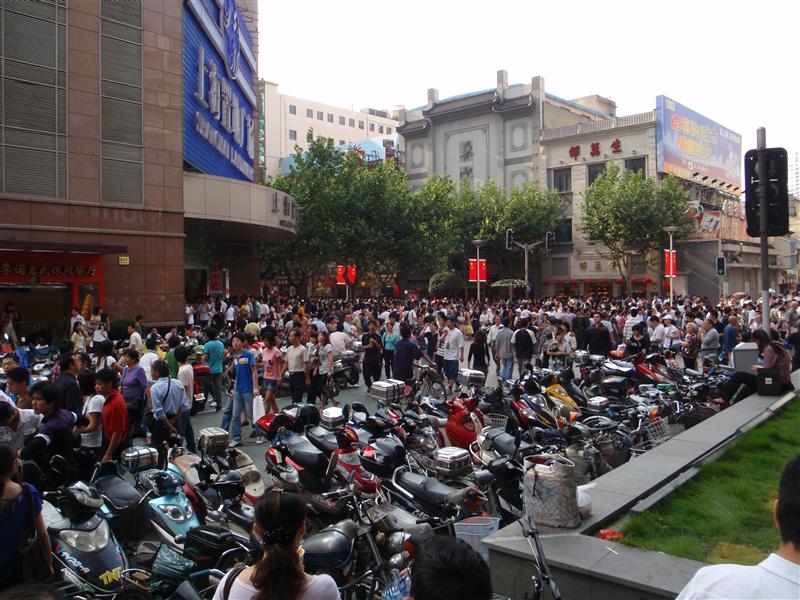 People!  People everywhere, downtown Shanghai