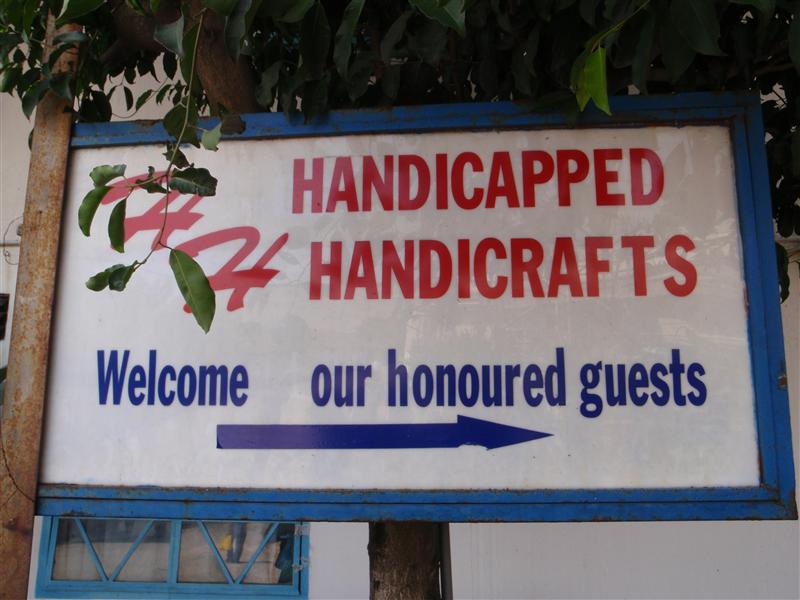 Just like the sign says.. handicrafts and jobs to support those who have it tough