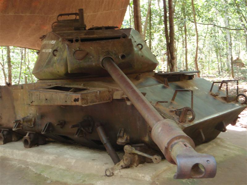 A tank destroyed by the Cu Chi during the "American War"