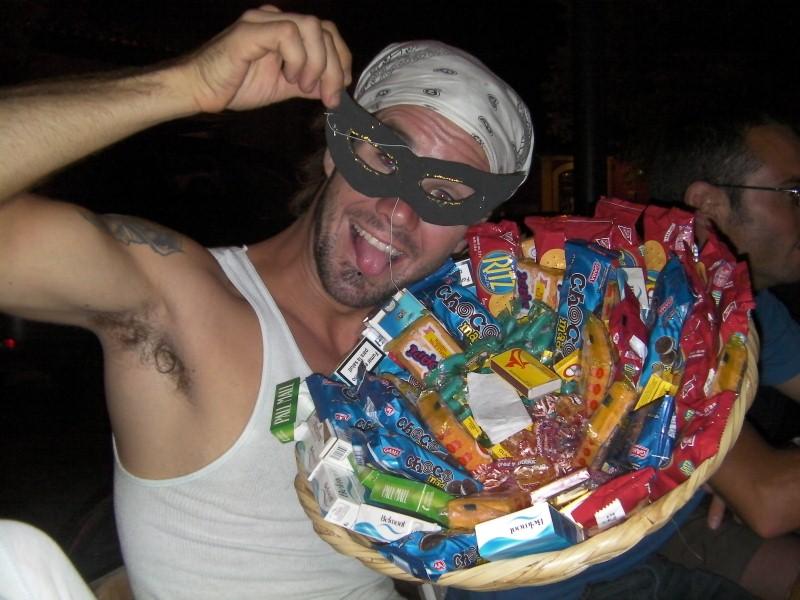 Ryan selling candy on Halloween