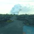 lava hitting Ocean,  as seen from road Puna