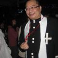 The owner of the bar dressed up in three diff cotumes  this was one